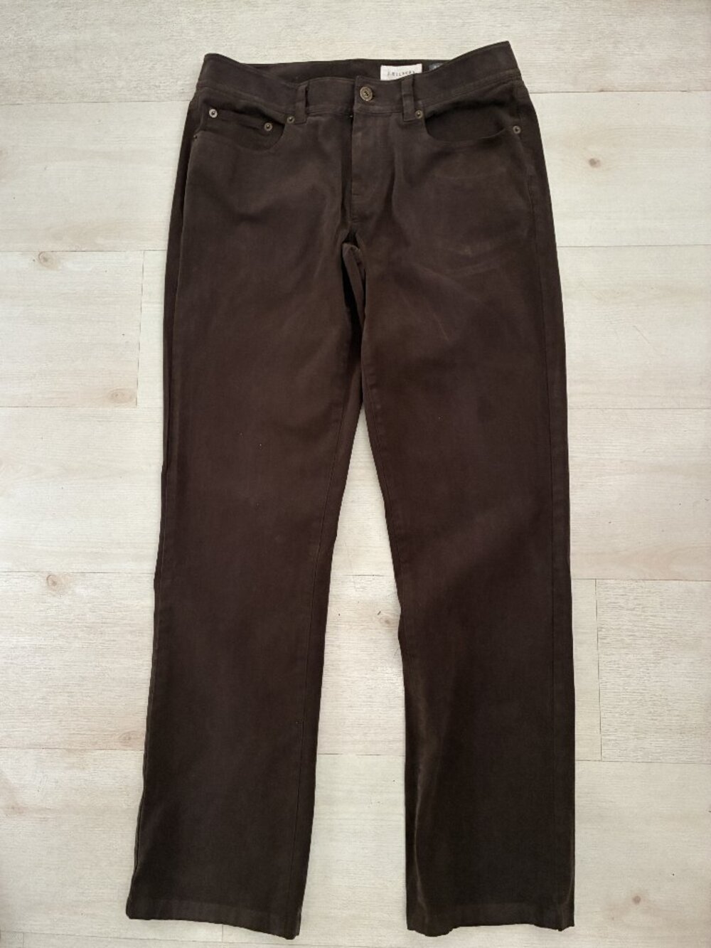 J. Hilburn Brown 5-Pocket Twill Pants Men' Deep Chocolate Size 32 Cotton Spandex